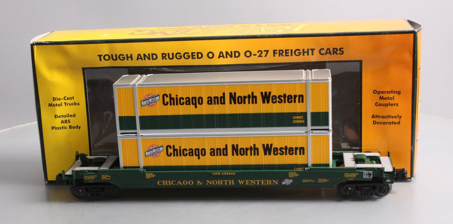 MTH 30-76526 O Gauge Chicago & North Western Husky Stack Car #289565