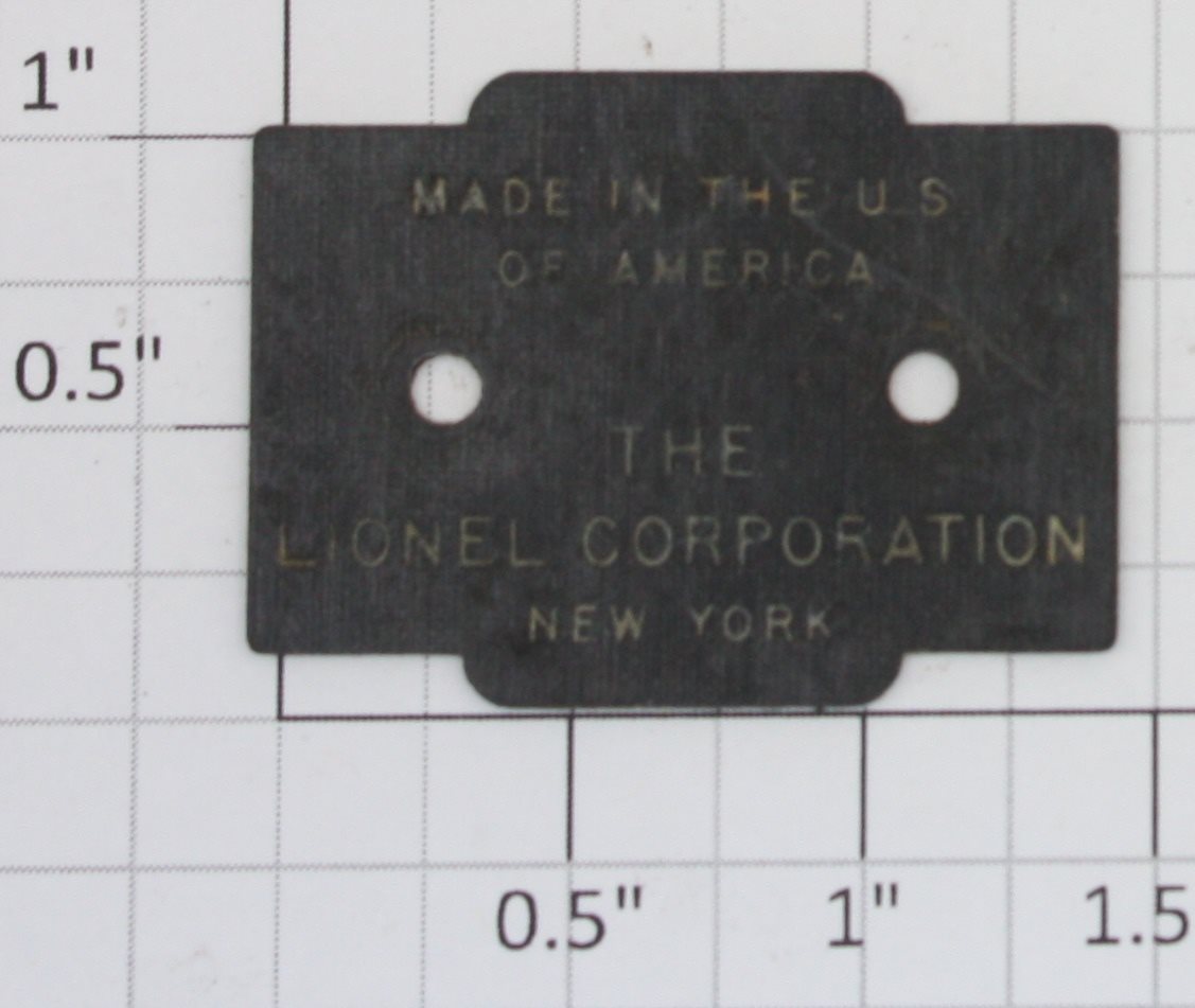 Lionel 2333-72 Diesel F-3 Loco Collector Nameplate w/ White Lettering