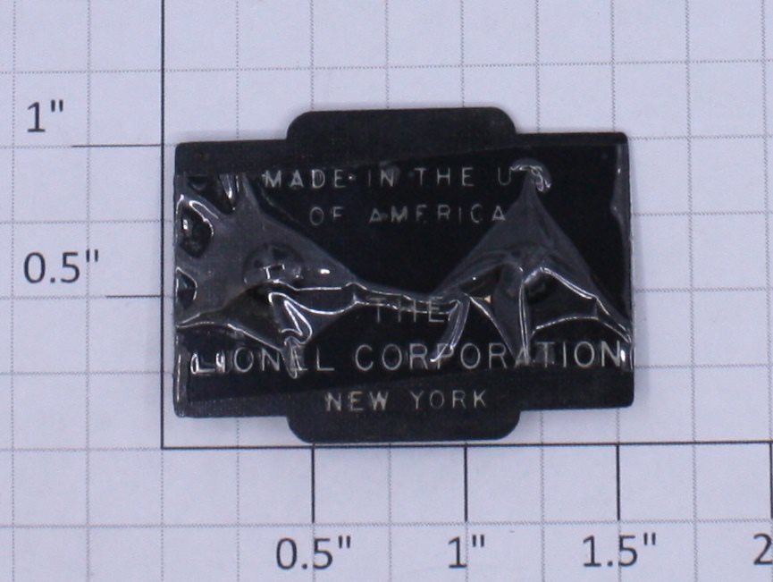 Lionel 2333-72 Collector Nameplate with White Lettering and Two Screws