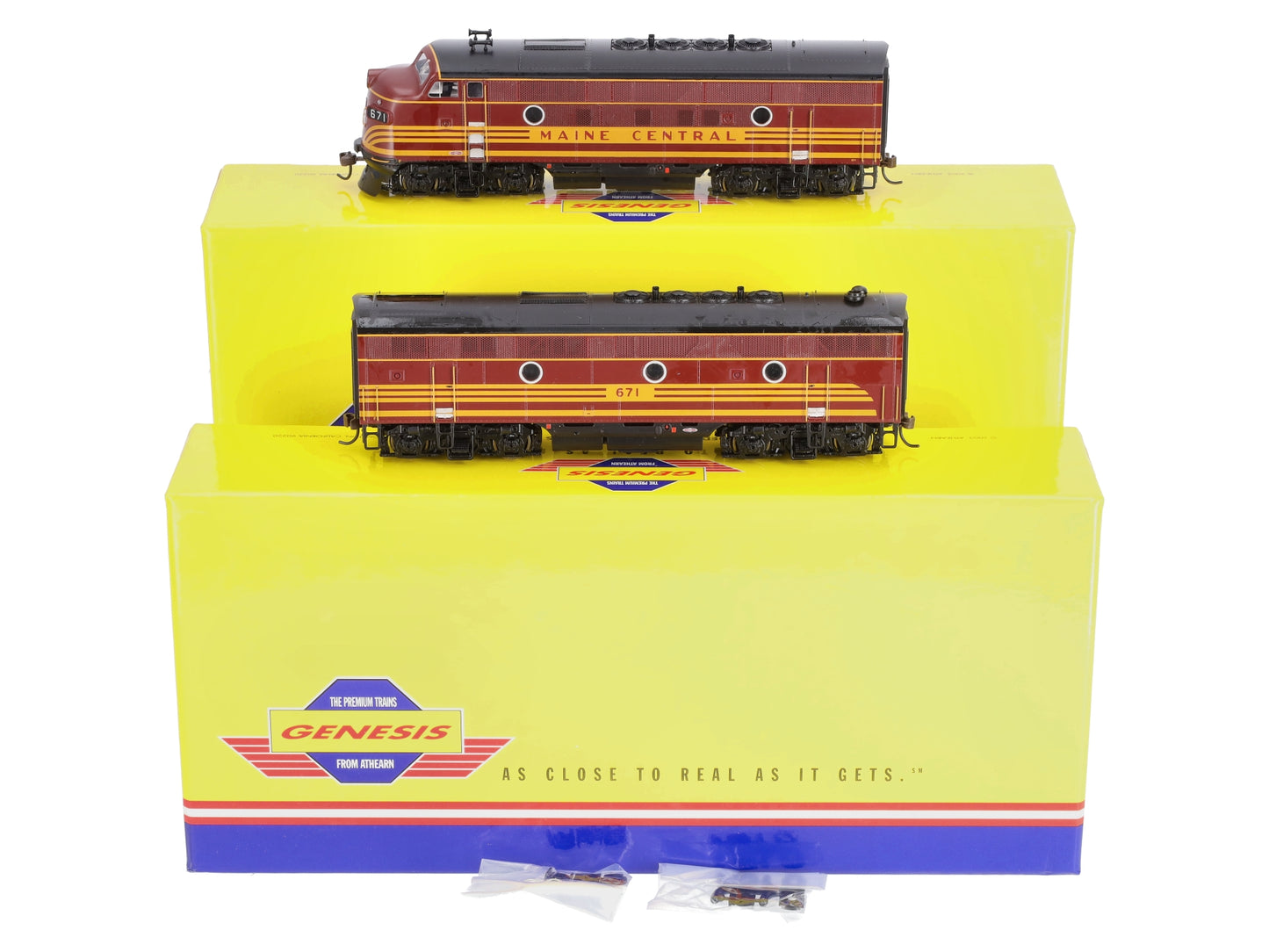 Athearn G2619 HO Maine Central F-3 AB Diesel Locomotive Set #671A/671B LN/Box