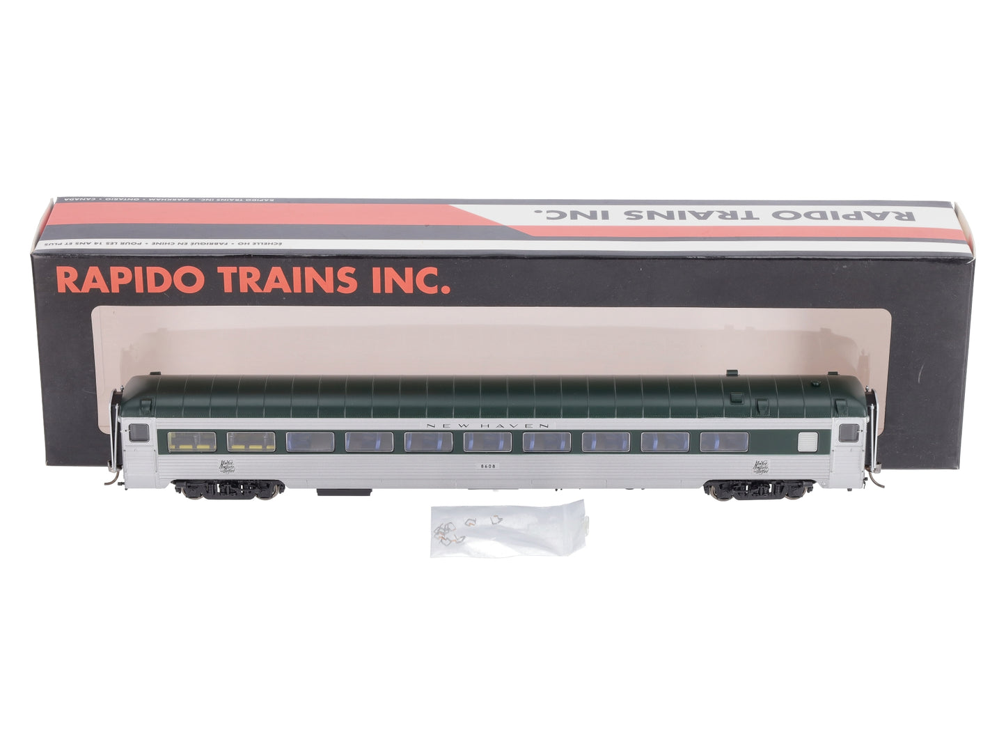 Rapido Trains 17002 HO New Haven Pullman-Bradley Stainless Steel Coach #8608