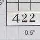 Lionel 422-1 "#422" Number Plate Sticker with Adhesive on the Back