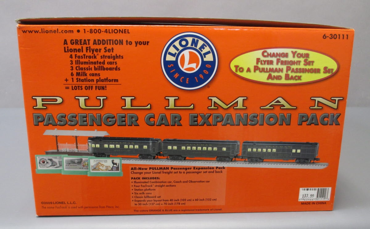 Lionel 6-30111 O Pullman Passenger Expansion Pack LN/Box