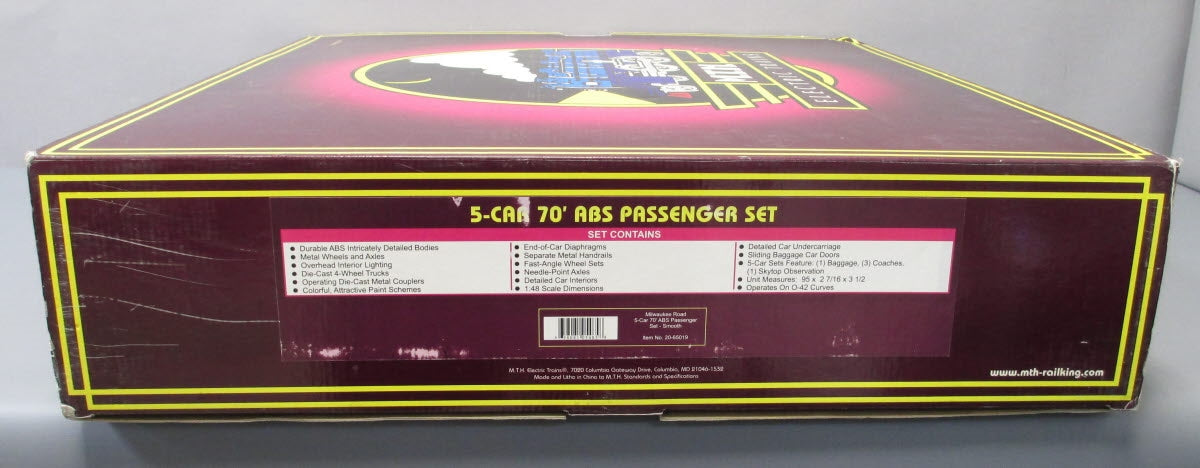 MTH 20-65019 O Milwaukee Road 70' Streamlined Passenger Car Set (Set of 5) LN/Box