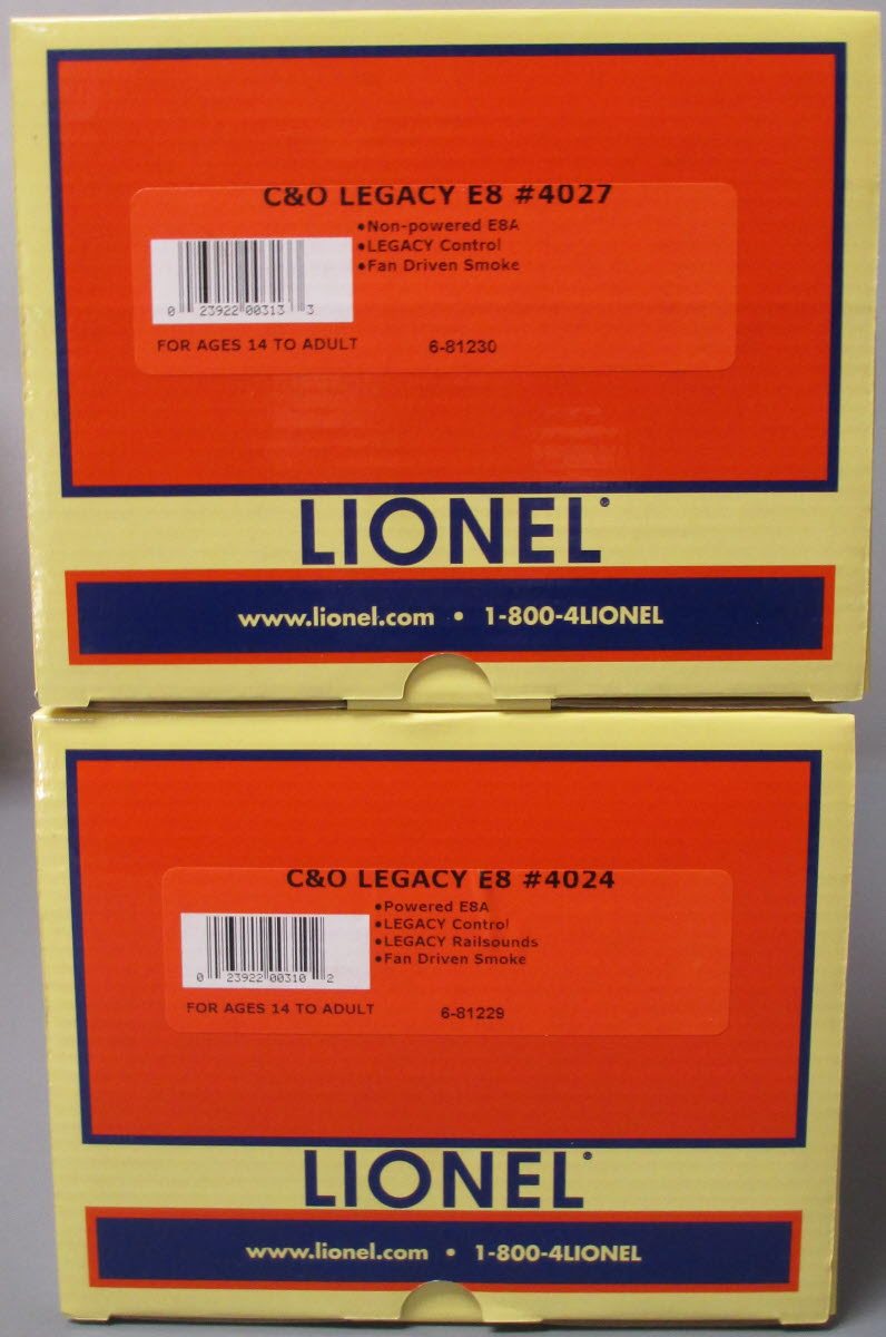Lionel 6-81228 Chesapeake & Ohio Legacy E8 AA Diesel Locomotive Set #4027/4024