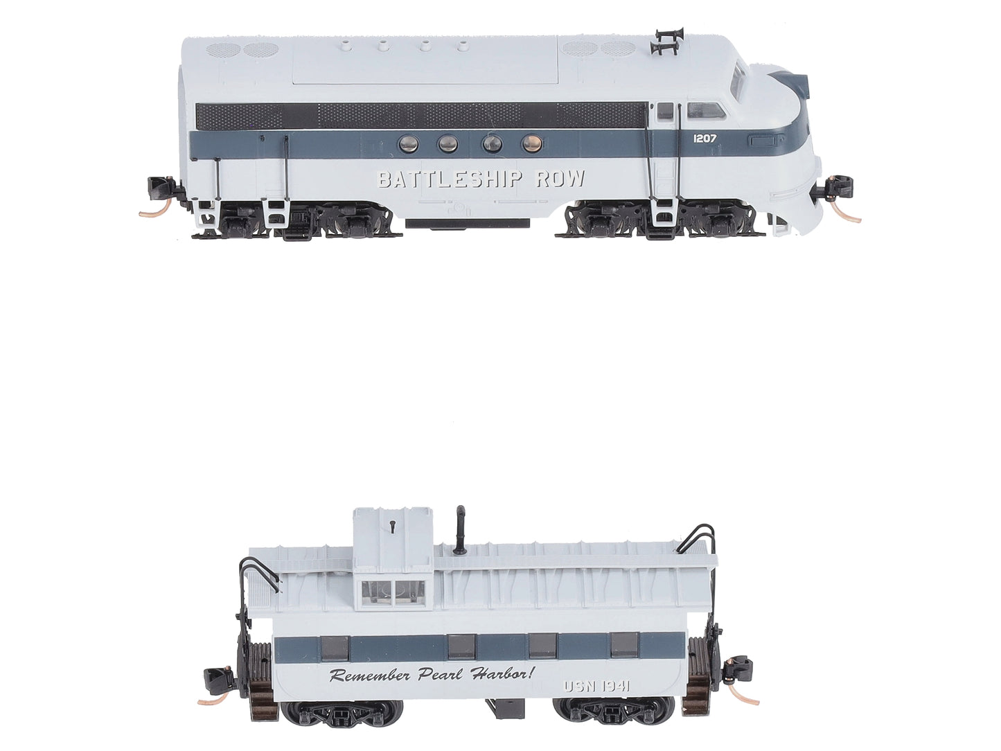Micro-Trains 99321051 N Pearl Harbor Battleship Row Diesel & Caboose Set w/ DCC LN/Box