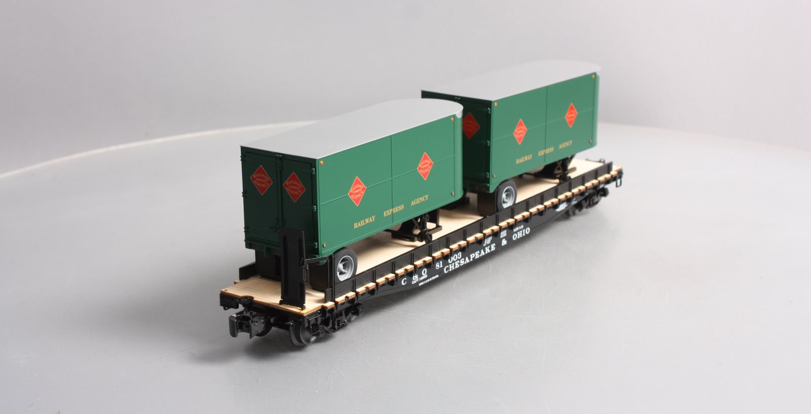 Lionel 6-27545 O Gauge Chesapeake & Ohio REA PS-4 Flatcars w/ Trailers LN/Box