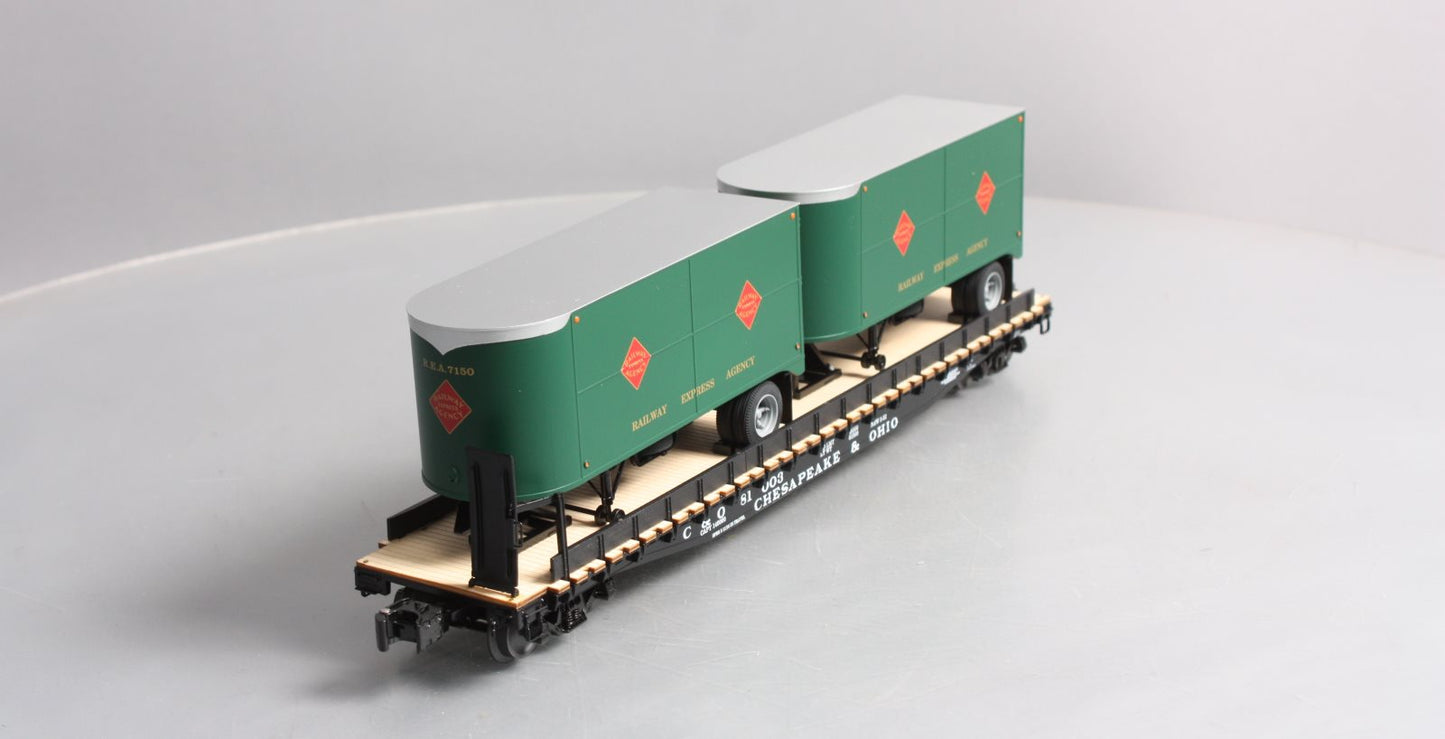 Lionel 6-27545 O Gauge Chesapeake & Ohio REA PS-4 Flatcars w/ Trailers LN/Box