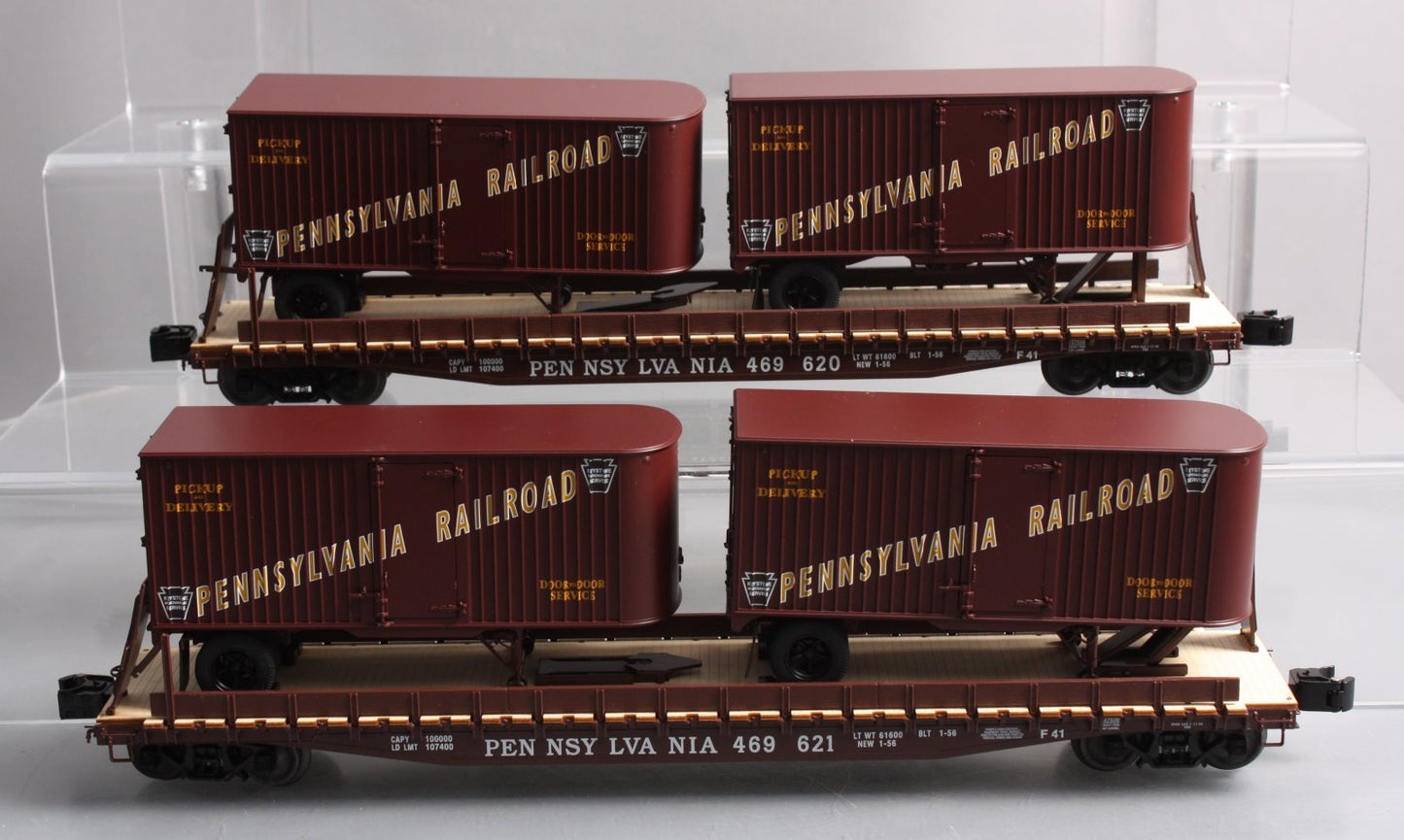 Lionel 6-21861 O Pennsylvania PS4 Flatcars with Piggyback Trailers 469620/469621 LN/Box
