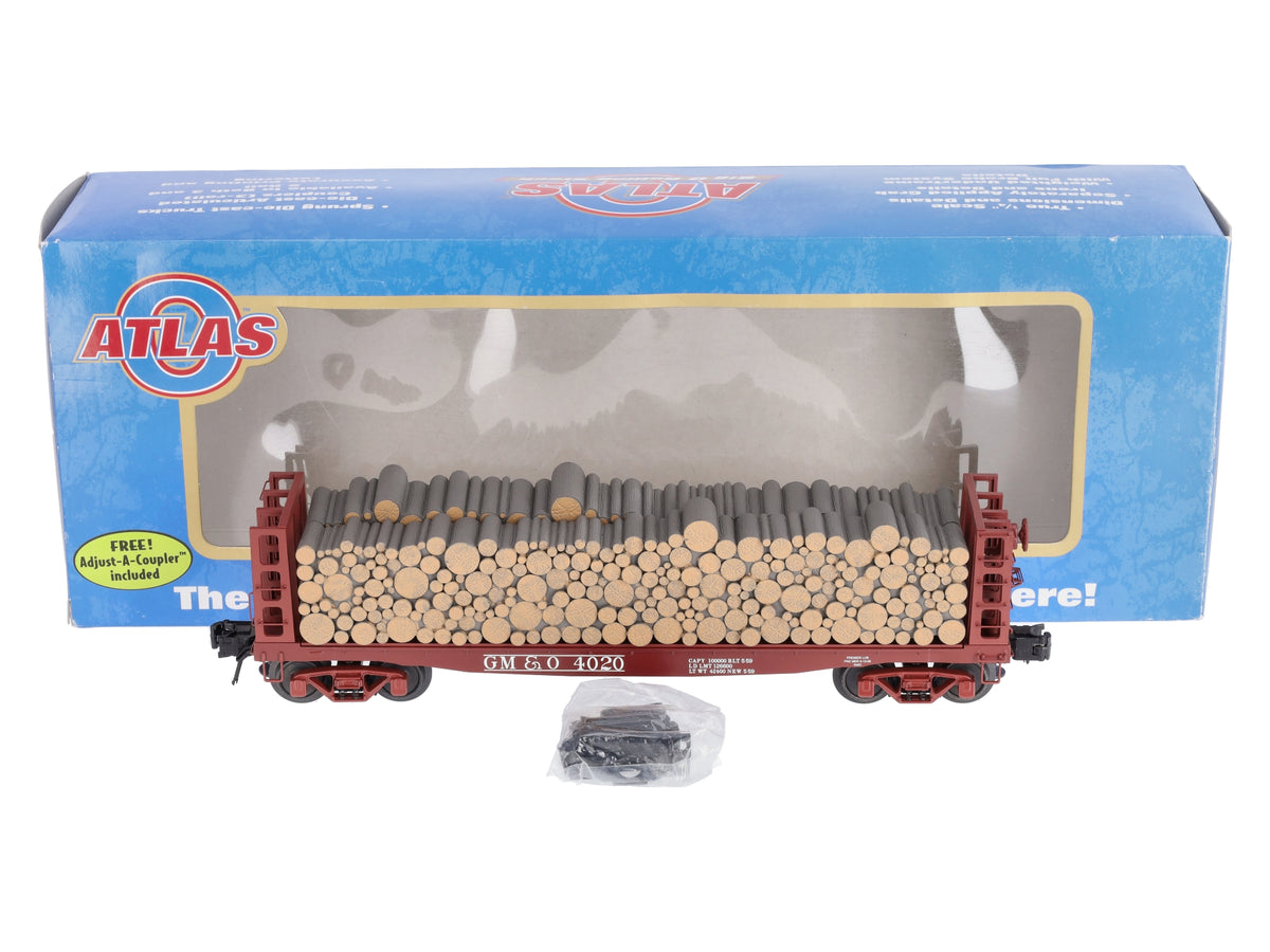 Atlas 6284-3 O Gauge Gulf Mobile & Ohio Pulpwood Flatcar #4020 (3-Rail) LN/Box