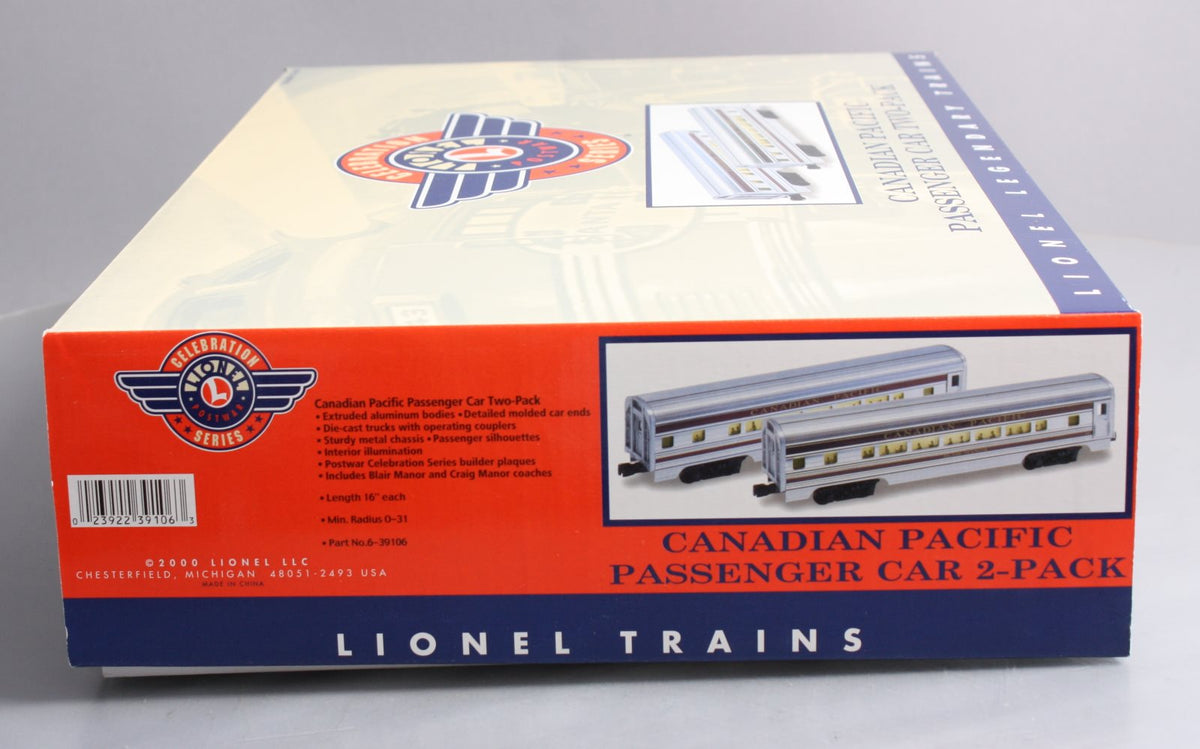Lionel 6-39106 O Canadian Pacific Aluminum Passenger Car Set (Set of 2) LN/Box