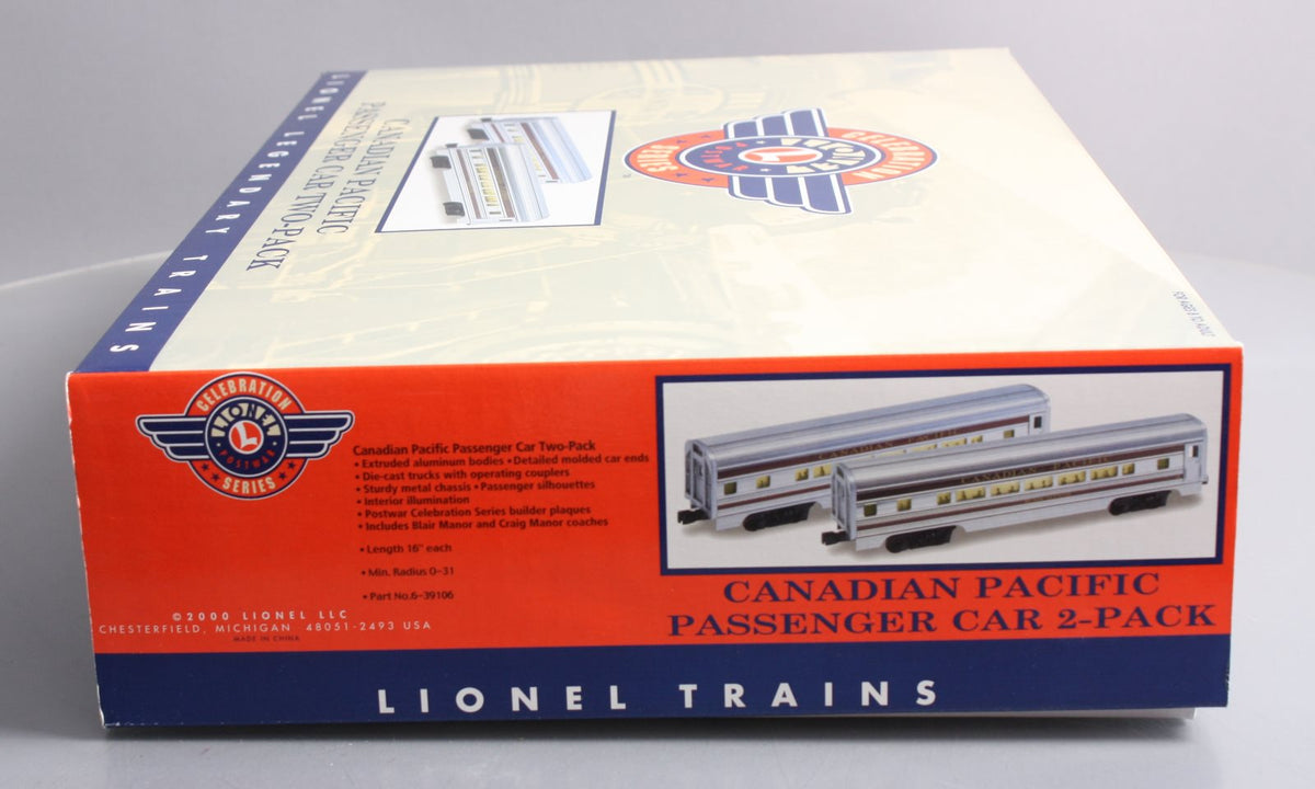 Lionel 6-39106 O Canadian Pacific Aluminum Passenger Car Set (Set of 2) LN/Box
