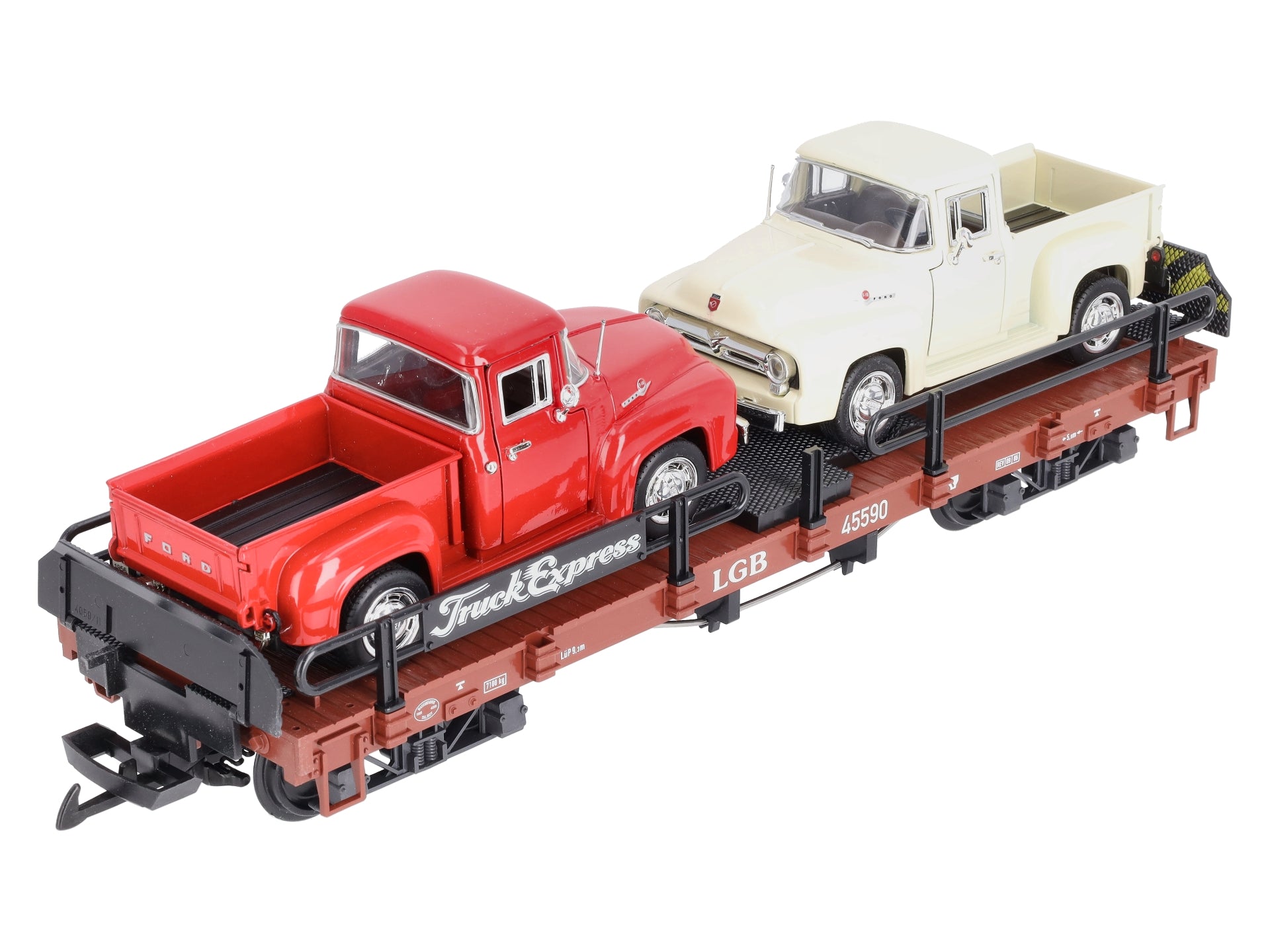 LGB 45590 G Scale Flatcar w/Pickup Trucks