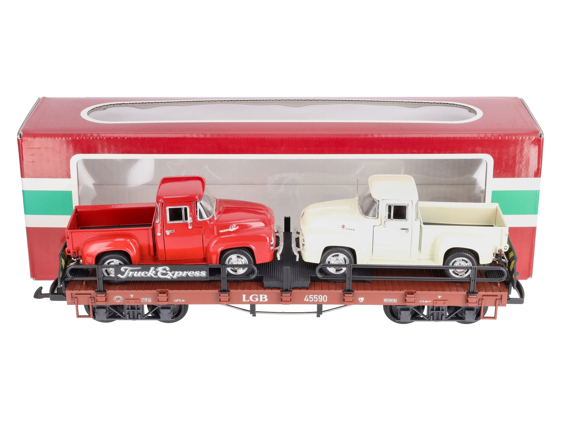 LGB 45590 G Scale Flatcar w/Pickup Trucks