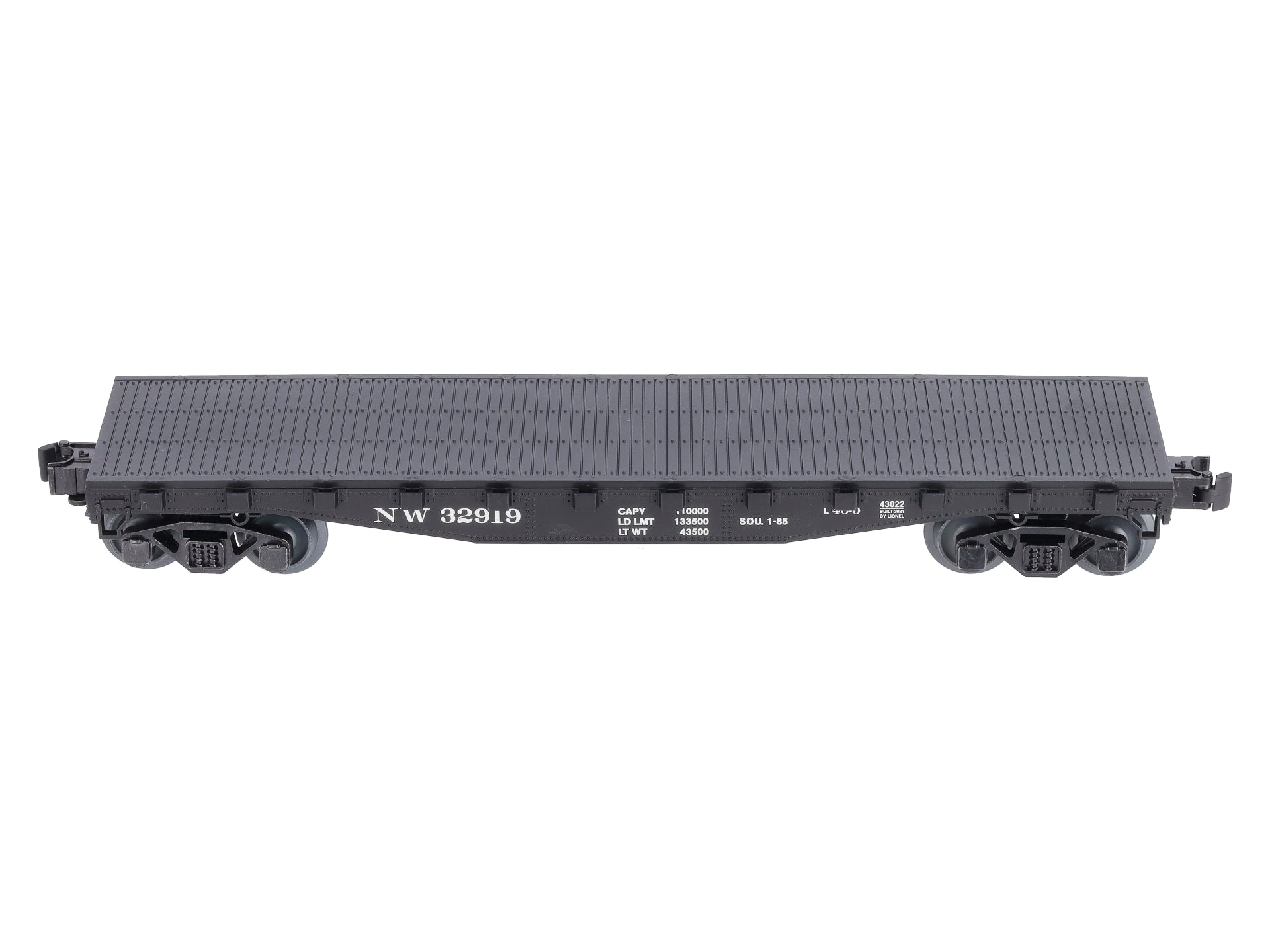 Lionel 2143022 O Norfolk & Western Standard Flat Car with Stakes #32919