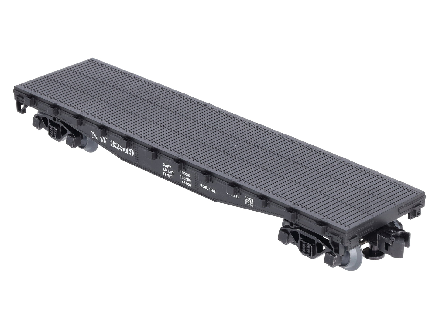 Lionel 2143022 O Norfolk & Western Standard Flat Car with Stakes #32919