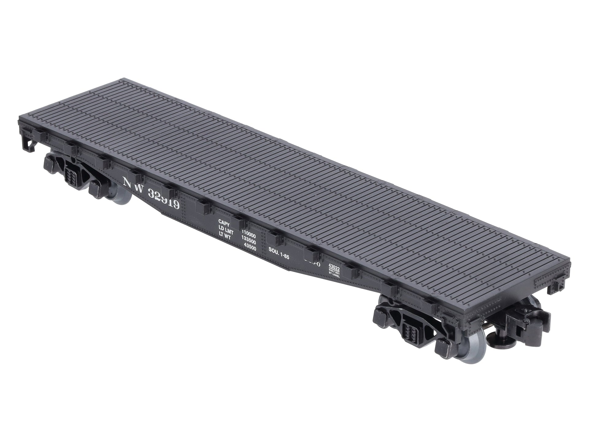 Lionel 2143022 O Norfolk & Western Standard Flat Car with Stakes #32919