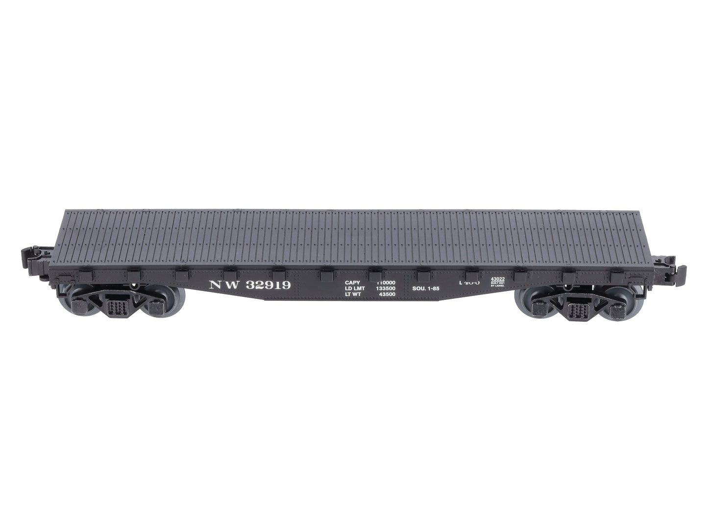Lionel 2143022 O Norfolk & Western Standard Flat Car with Stakes #32919