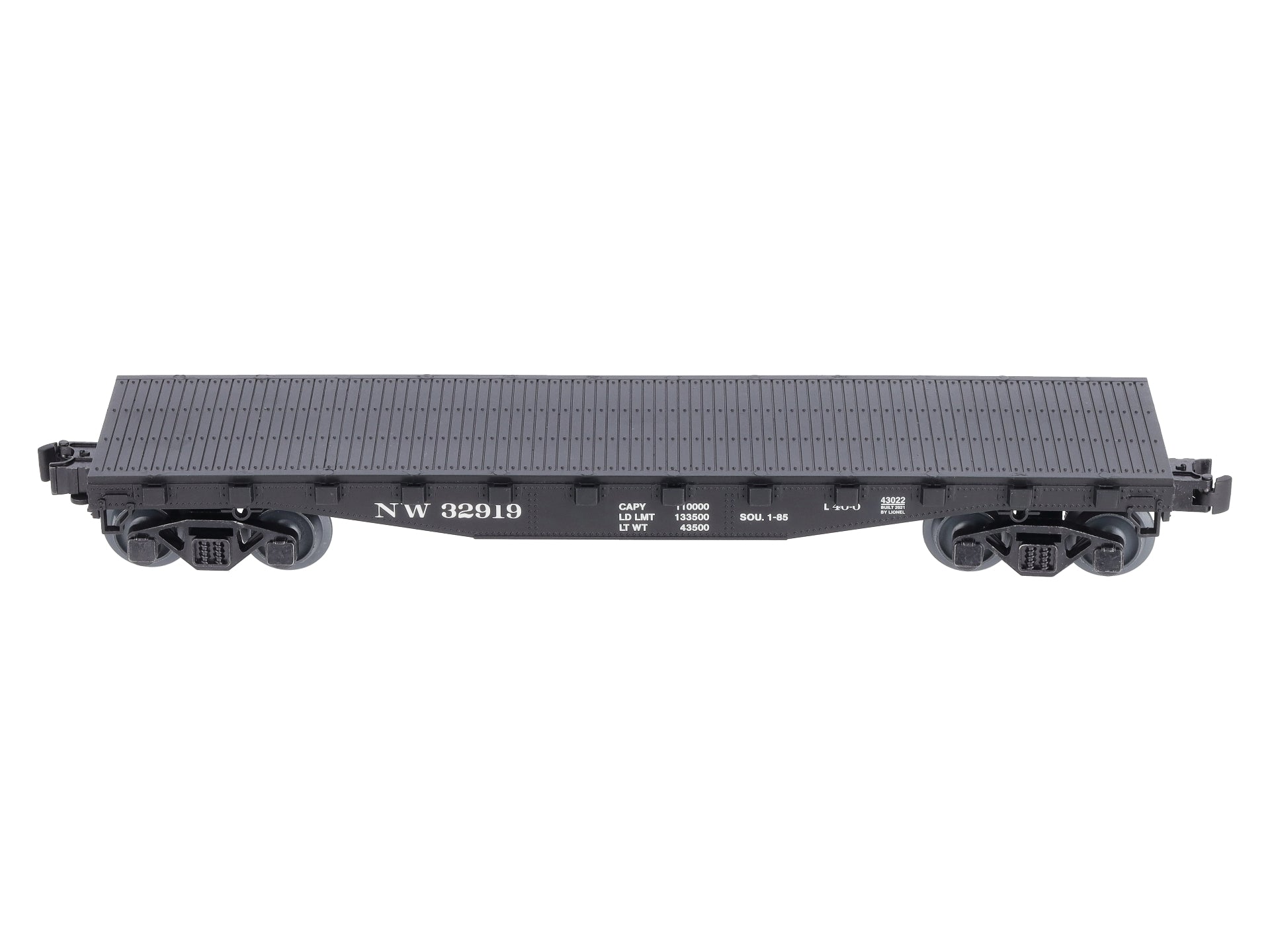Lionel 2143022 O Norfolk & Western Standard Flat Car with Stakes #32919