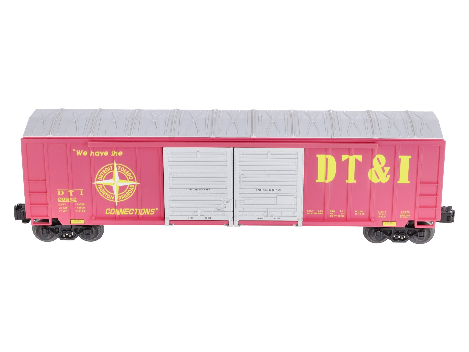 Lionel 6-17273 O Gauge DT&I  Double Door Boxcar with Auto Frames NIB