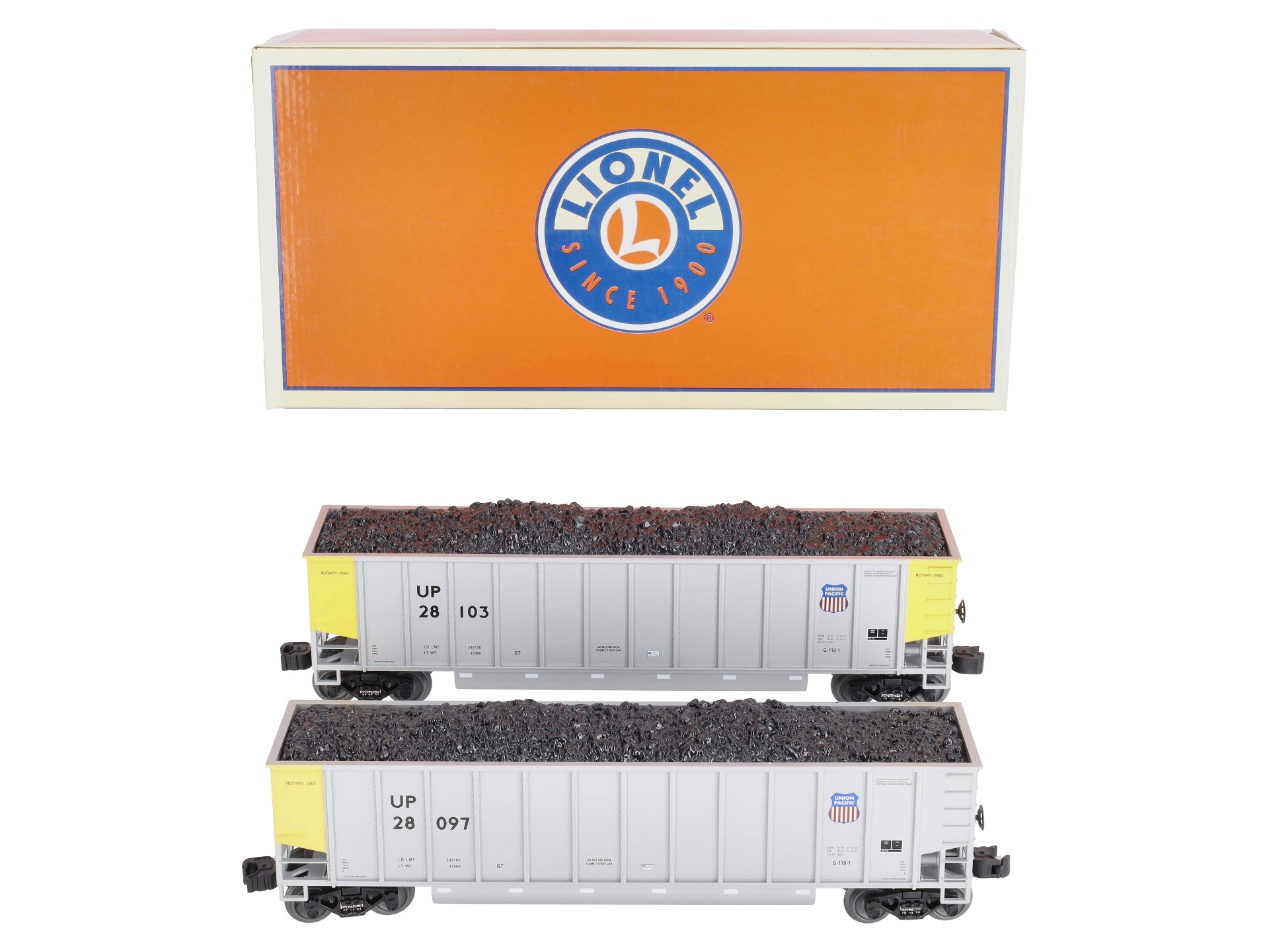 Lionel 6-82674 O Gauge Union Pacific Bathtub Gondola Cars with Load (Pack of 2) LN/Box