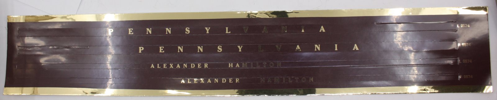 Lionel 9574-10 Alexander Hamilton Side Car Strips