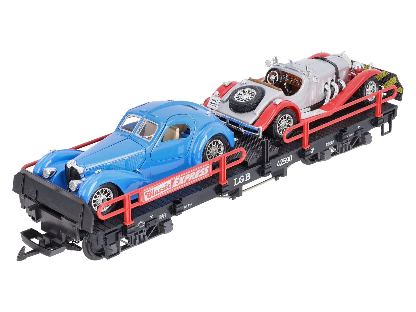 LGB 42590 G Scale LGB Flatcar with Two Roadsters