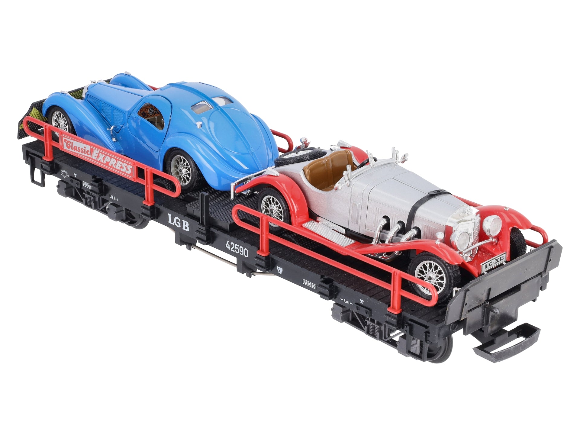 LGB 42590 G Scale LGB Flatcar with Two Roadsters