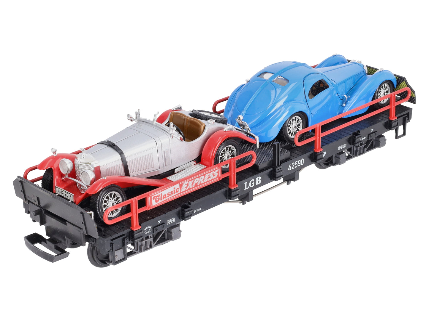 LGB 42590 G Scale LGB Flatcar with Two Roadsters