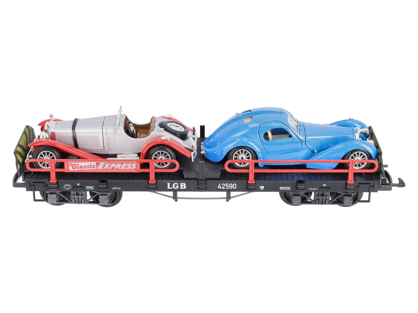 LGB 42590 G Scale LGB Flatcar with Two Roadsters