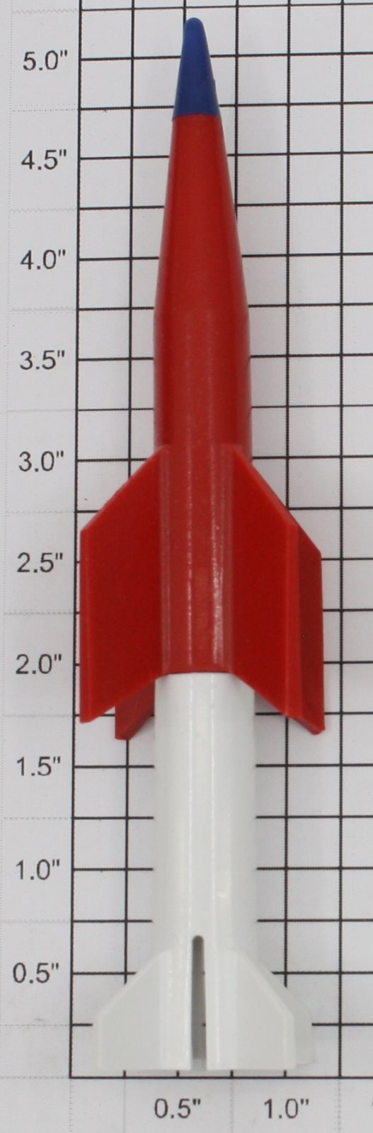 Lionel 6650-80 O Gauge Red Over White Rocket Missile with Blue Tip