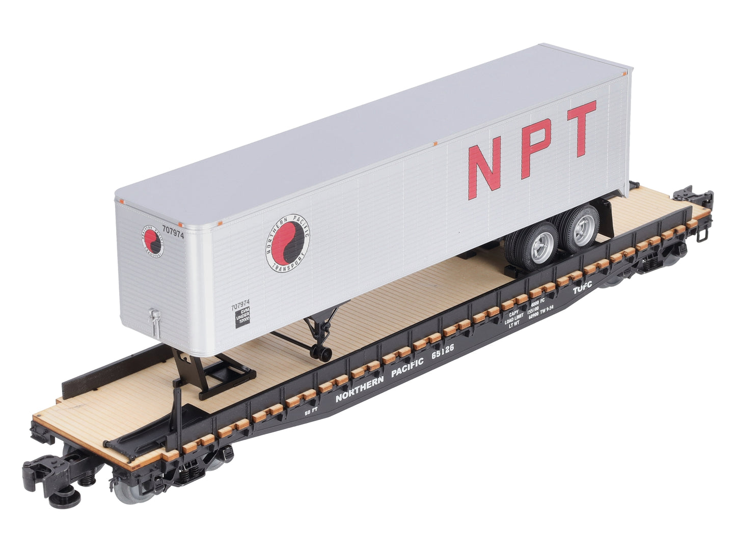 Lionel 6-84871 O Northern Pacific 50' Flatcar PS-4 with 40' Trailer #65126