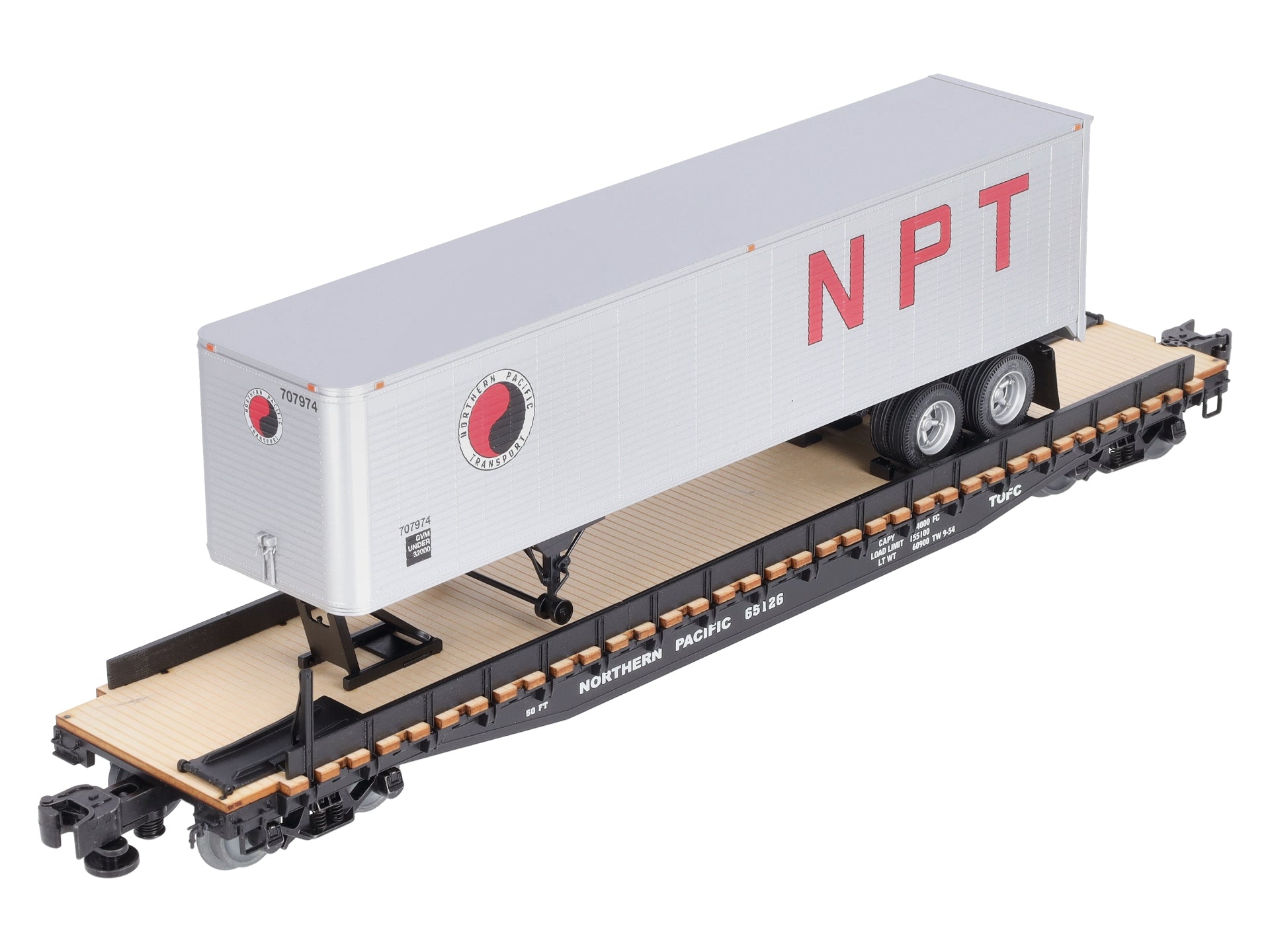 Lionel 6-84871 O Northern Pacific 50' Flatcar PS-4 with 40' Trailer #65126