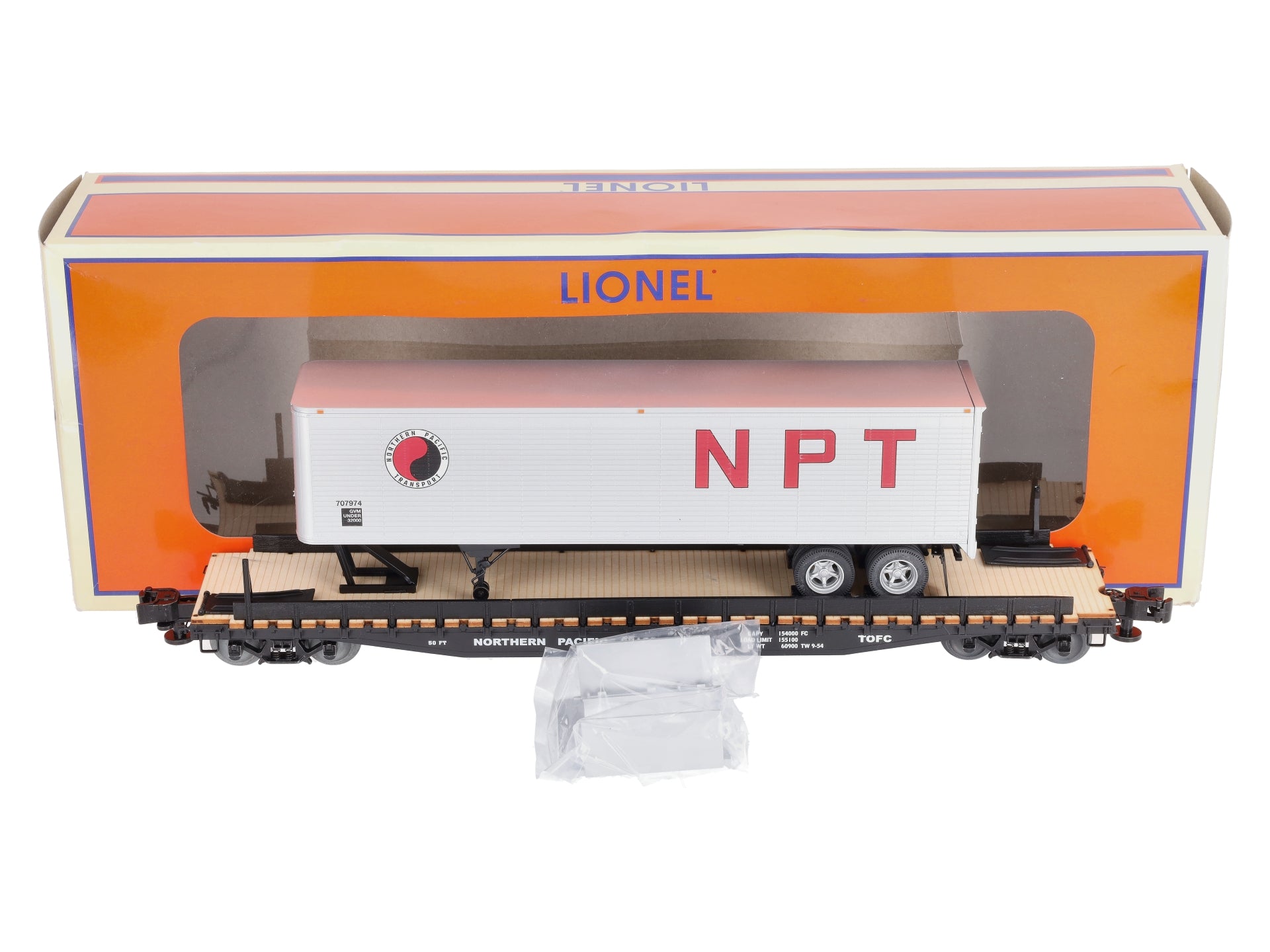 Lionel 6-84871 O Northern Pacific 50' Flatcar PS-4 with 40' Trailer #65126