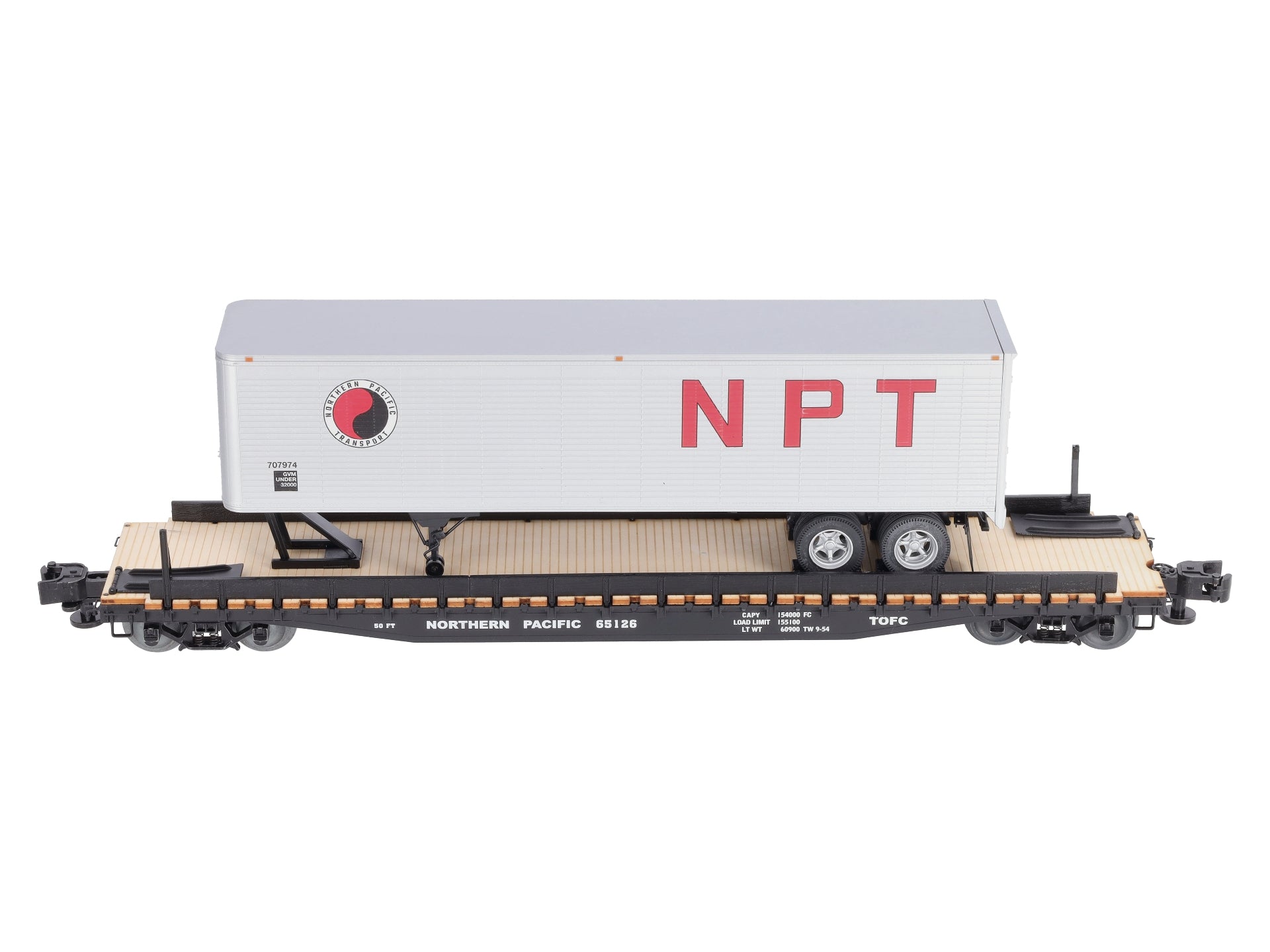 Lionel 6-84871 O Northern Pacific 50' Flatcar PS-4 with 40' Trailer #65126