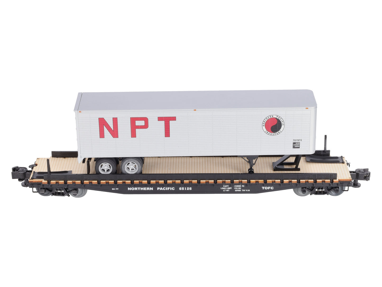 Lionel 6-84871 O Northern Pacific 50' Flatcar PS-4 with 40' Trailer #65126