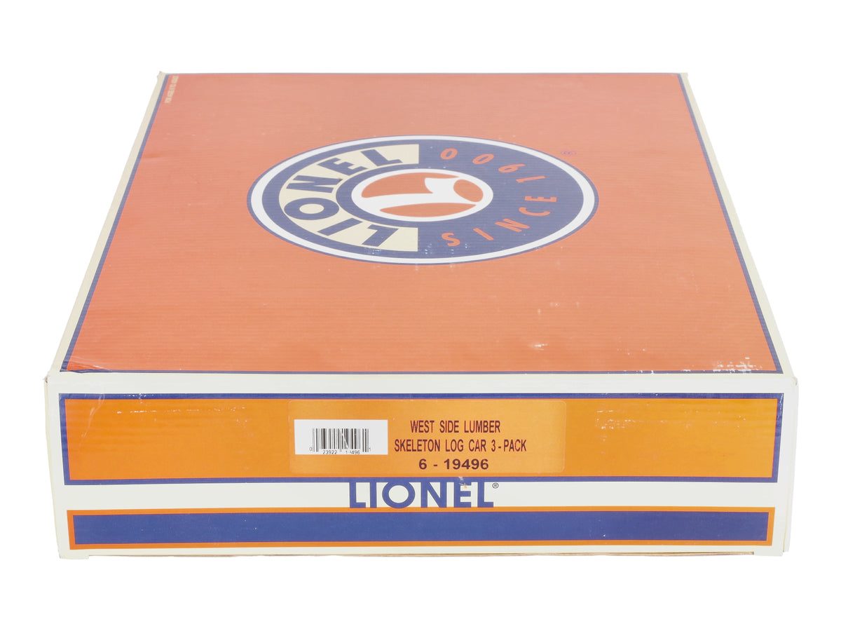 Lionel 6-19496 O West Side Lumber Skeleton Log Car (Set of 3) LN/Box