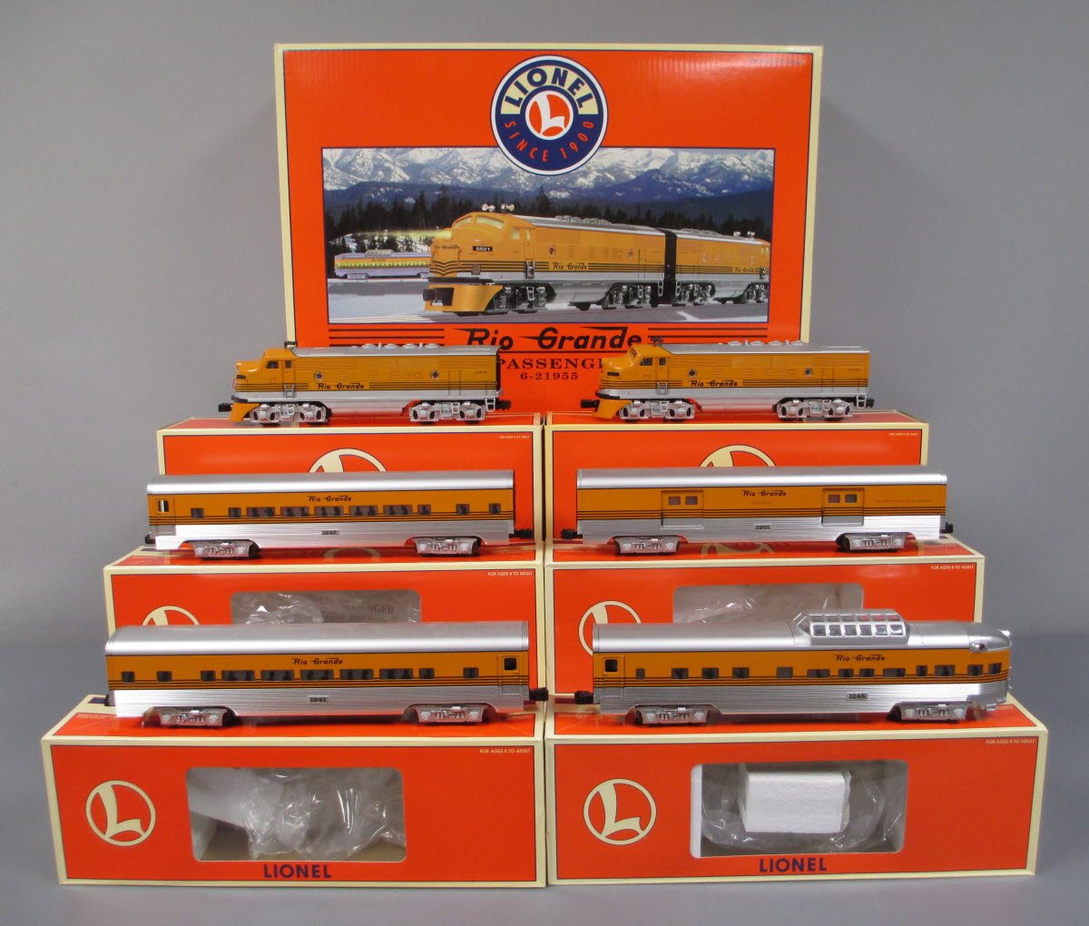 Lionel 6-21955 O Gauge D&RG F3 AA Diesel Passenger Train Set LN/Box