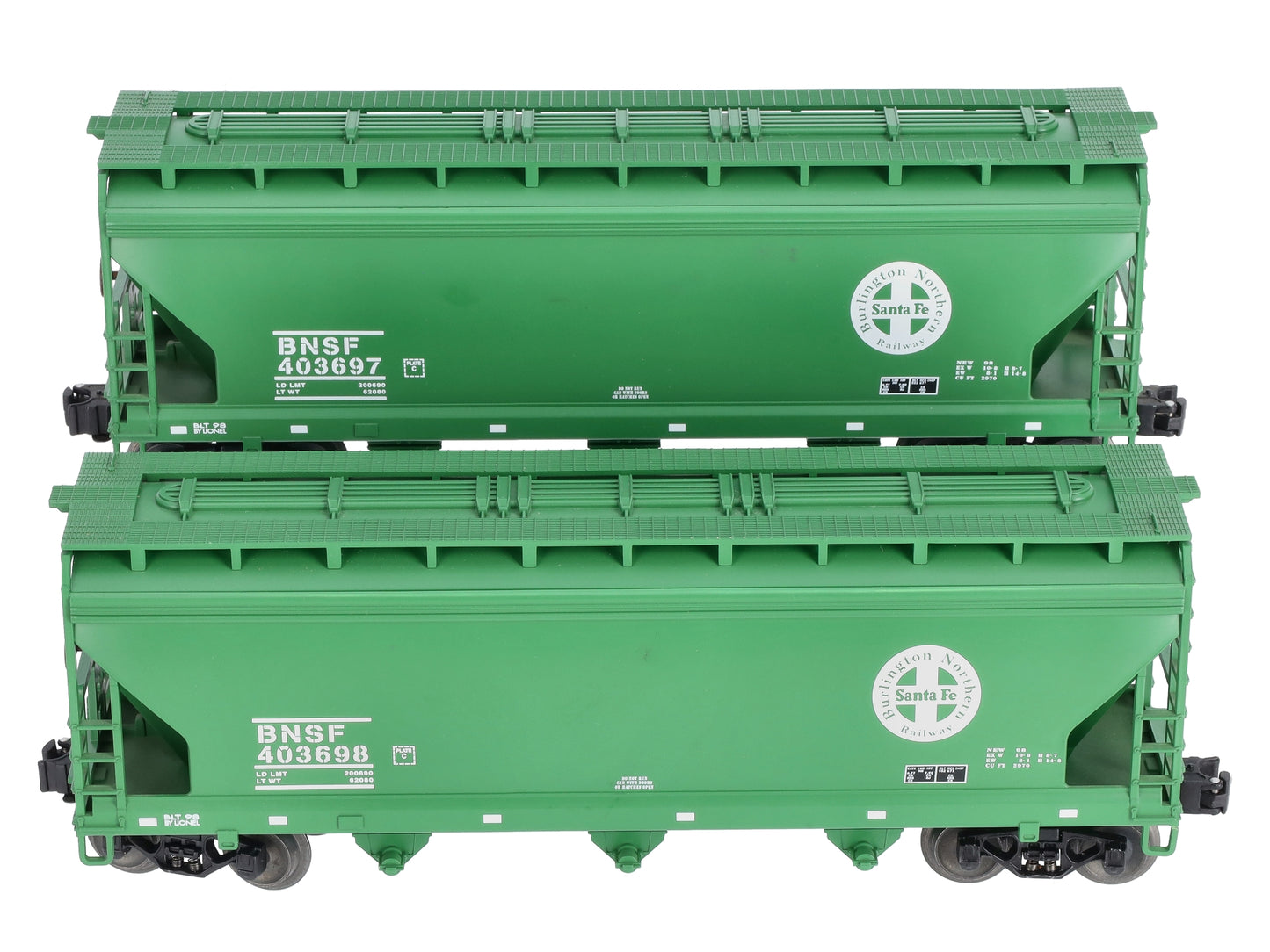 Lionel 6-21754 O Gauge BNSF ACF 3-Bay 2-Car Covered Hopper Set LN/Box
