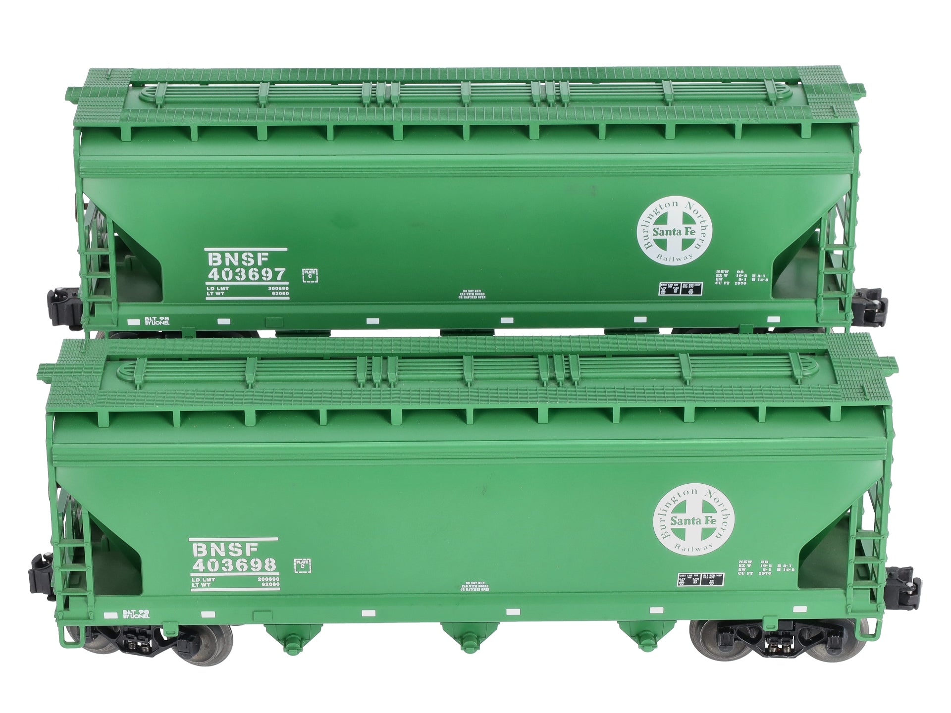 Lionel 6-21754 O Gauge BNSF ACF 3-Bay 2-Car Covered Hopper Set LN/Box