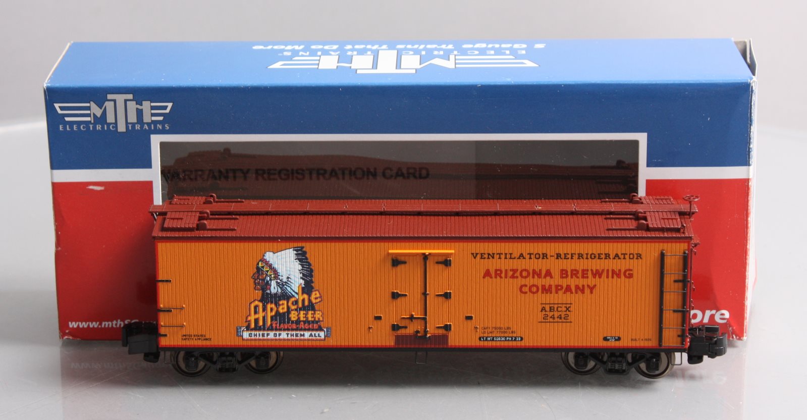 MTH 35-78020 S ABCX Apache Beer 40' Woodsided Reefer #2442 LN/Box