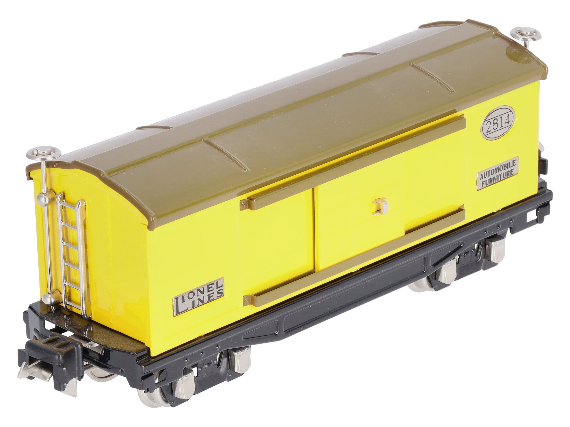 MTH 11-70045 O Gauge Tinplate #2814 Yellow & Brown Boxcar w/Nickel