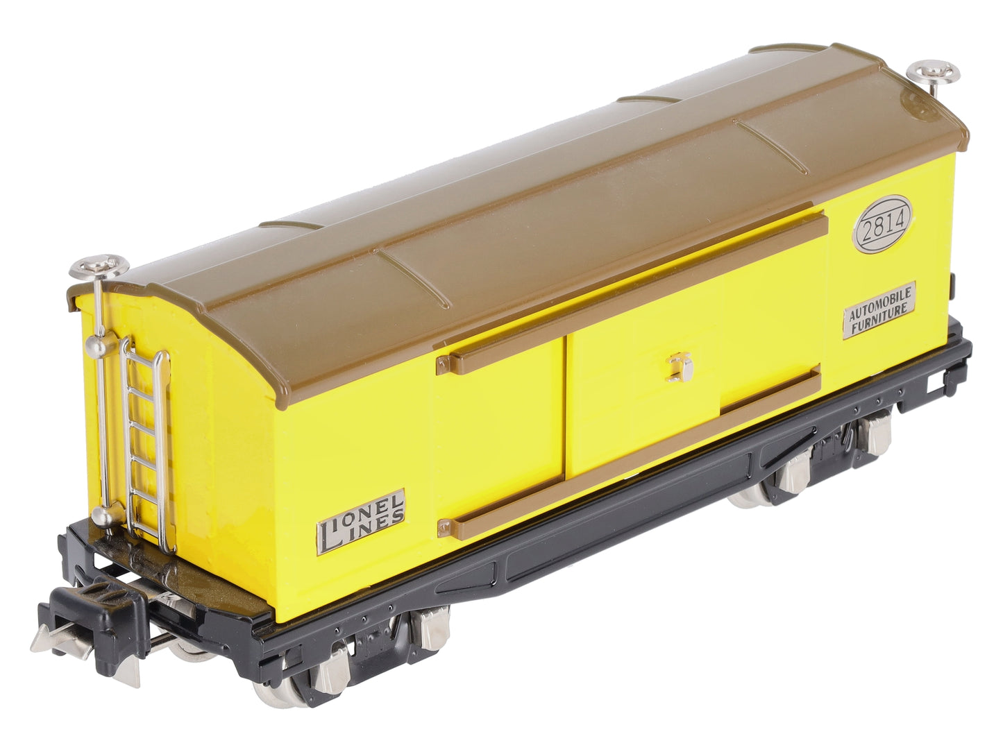 MTH 11-70045 O Gauge Tinplate #2814 Yellow & Brown Boxcar w/Nickel