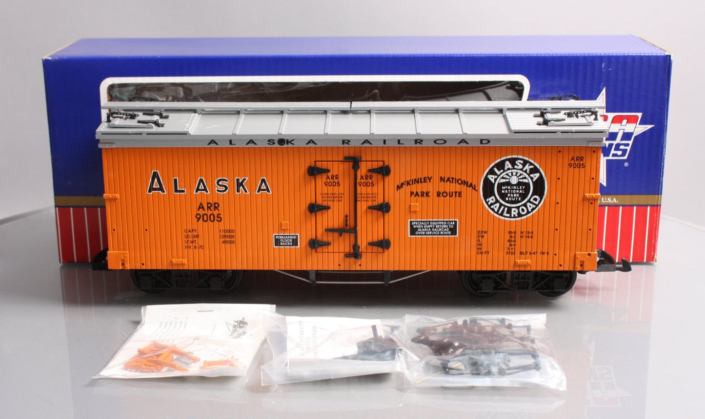 USA Trains R16204A G Alaska Railroad Orange Refrigerator Car #9005