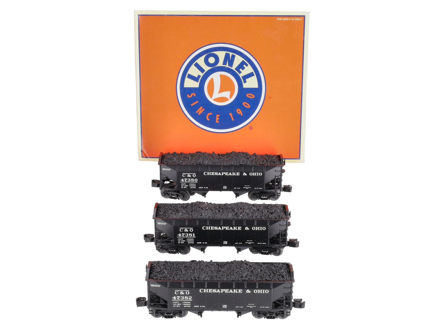Lionel 6-11873 O Gauge Chesapeake and Ohio Offset 2-Bay Hopper (Set of 3) NIB