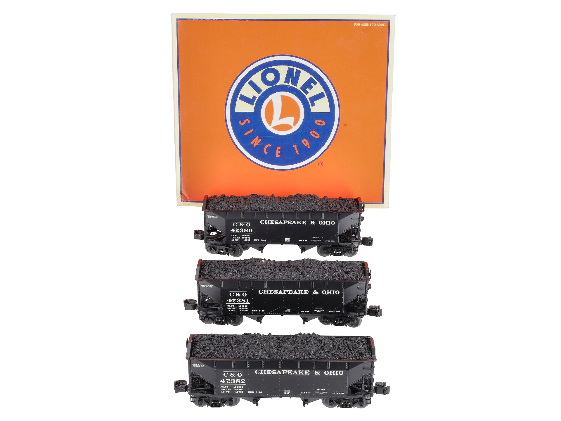 Lionel 6-11873 O Gauge Chesapeake and Ohio Offset 2-Bay Hopper (Set of 3) NIB