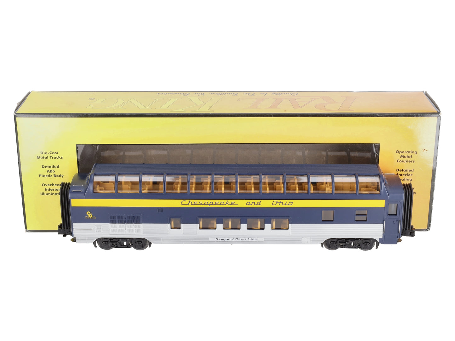 MTH 30-67569 Chesapeake & Ohio 60' Streamlined Vista Dome Car