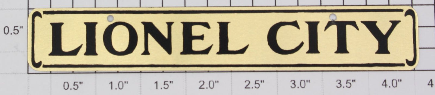 Lionel 124-LCP 124 Station Brass Lionel City Plate w/ Black Lettering