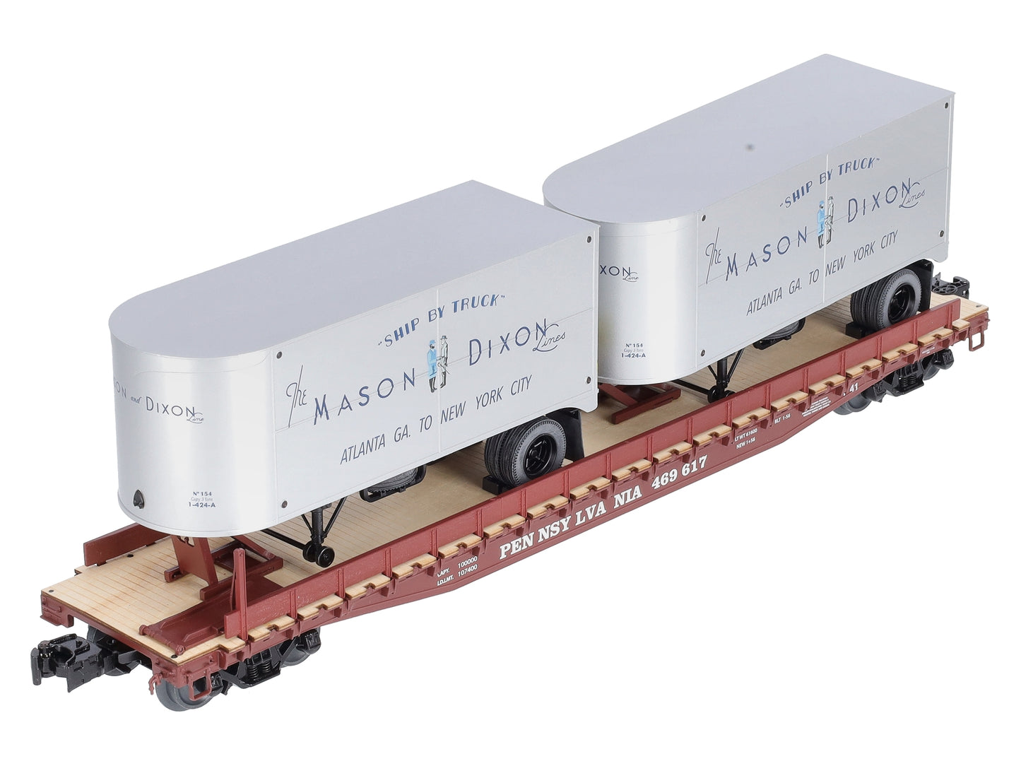 Lionel 2026632 O Pennsylvania Mason Dixon 50' Flatcar w/ 20' Trailers #469625