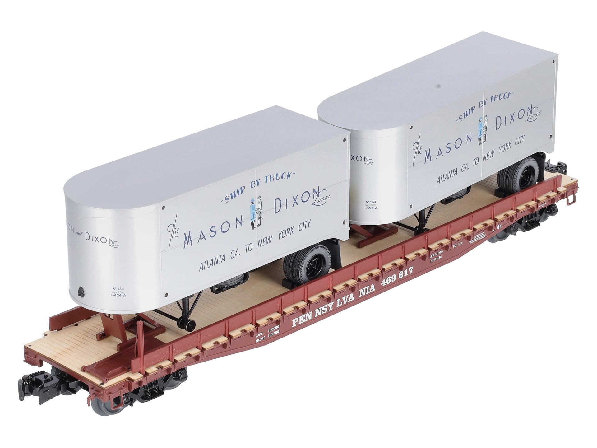 Lionel 2026632 O Pennsylvania Mason Dixon 50' Flatcar w/ 20' Trailers #469625